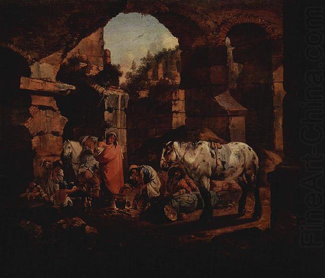 Johann Heinrich Roos Zigeunerlager in antiken Ruinen china oil painting image